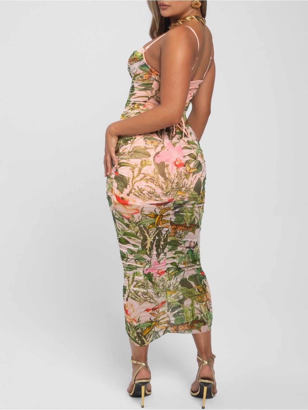 Ta3 Sweetie Mesh Column Dress - Floral Ambrosia - Picture 3 of 15
